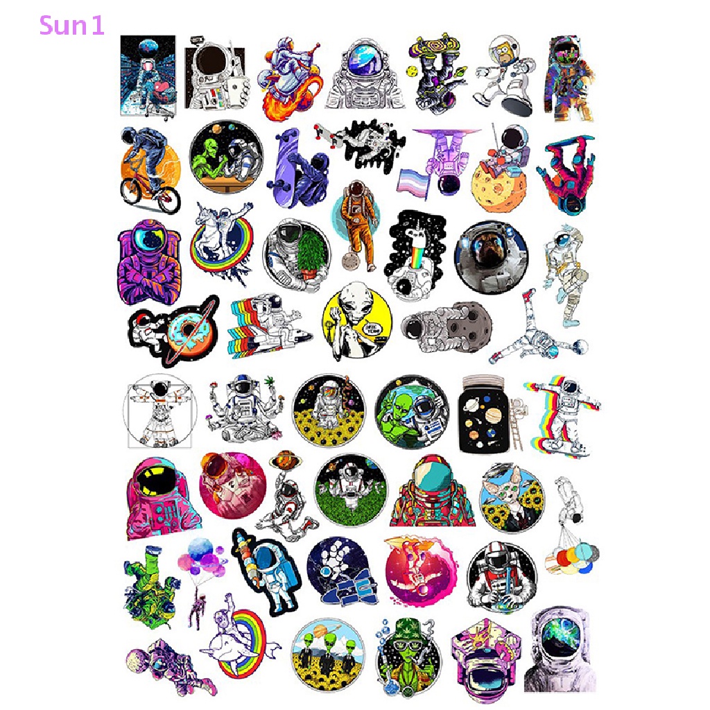 Bộ 50 Miếng Dán Graffiti Sun1 &gt; 50 Chống Thấm Nước Hình Phi Hành Gia Dùng Trang Trí Ván Trượt / Laptop / Vali DIY