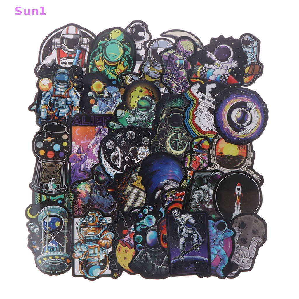 Sun1 > 50 Miếng Dán Hoạt Hình Phi Hành Gia Không Gian Trang Trí Ván Trượt DIY