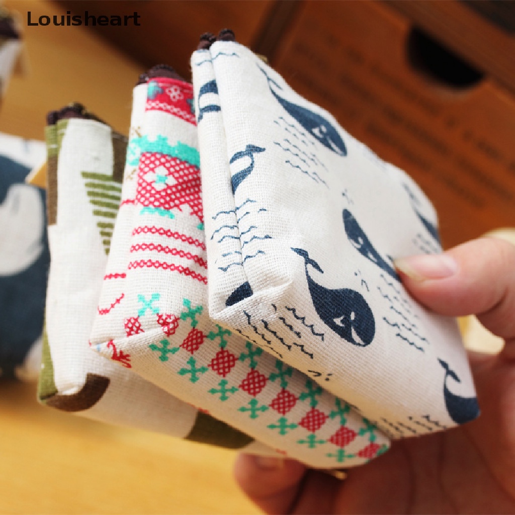 Ví Đựng Tiền Xu Louisheart Mini Bằng Vải Canvas In Họa Tiết Xinh Xắn Dành Cho Nữ