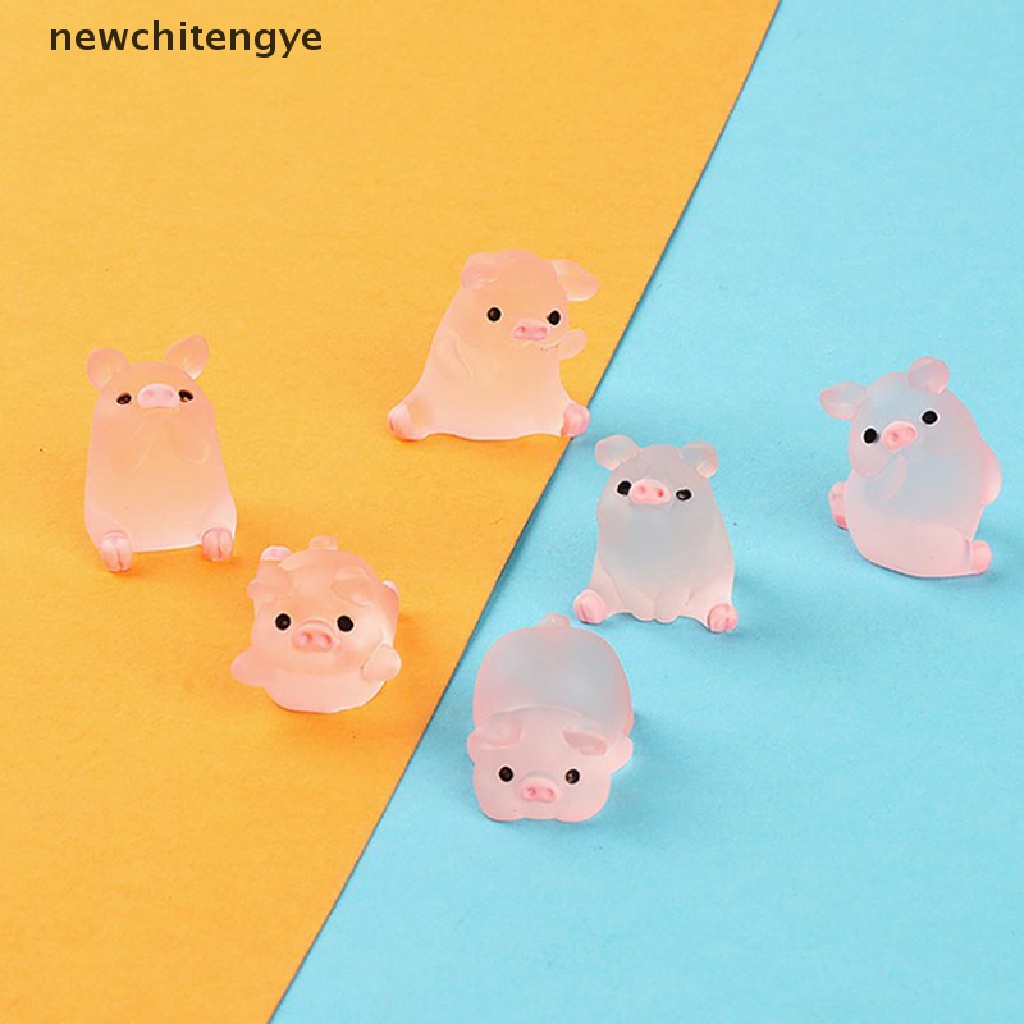 Set 6 Mô Hình Chú Heo Bằng Nhựa Phát Quang Trang Trí Tiểu Cảnh