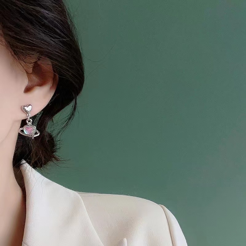 Khuyên Tai Hình Trái Tim Đính Đá Zircon Phong Cách Hàn Quốc 2023 Sang Trọng