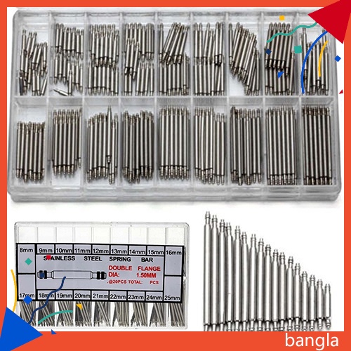 Hộp 360 Chốt Lò Xo Inox 8mm-25mm Chuyên Dụng Cho Dây Đồng Hồ Đeo Tay