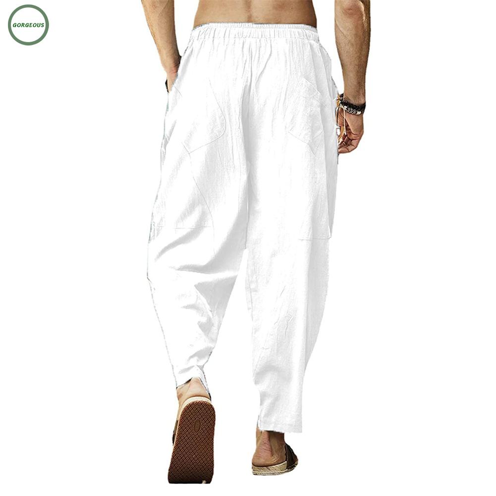 GORGEOUS~Men Pants Comfort Elastic Waist Harem Trousers Joggers Loose Fit M-3XL