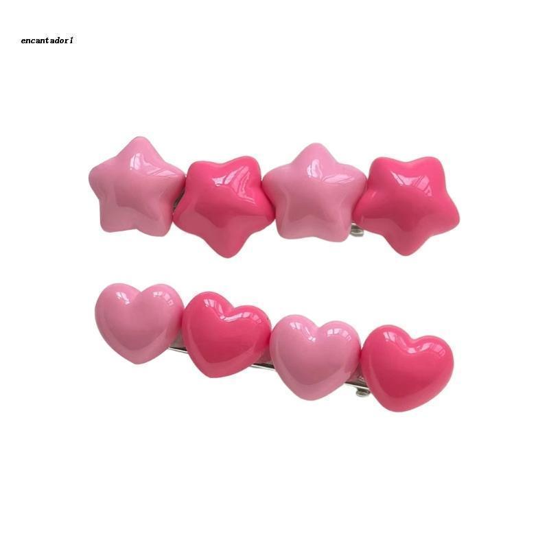 ✿ Kẹp Tóc Hình Ngôi Sao / Trái Tim Màu Sắc Ngọt Ngào Cho Thanh Thiếu Niên