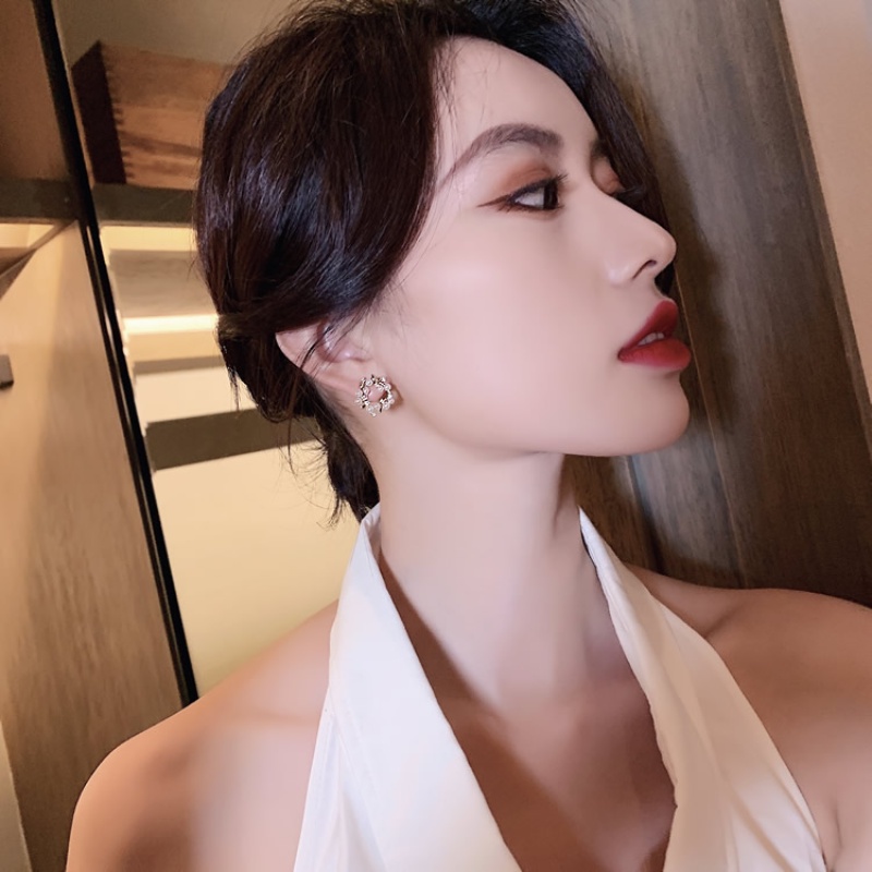 Bông Tai Mạ Bạc 925 Đính Ngọc Trai Đơn Giản Phong Cách Hàn Quốc Mới