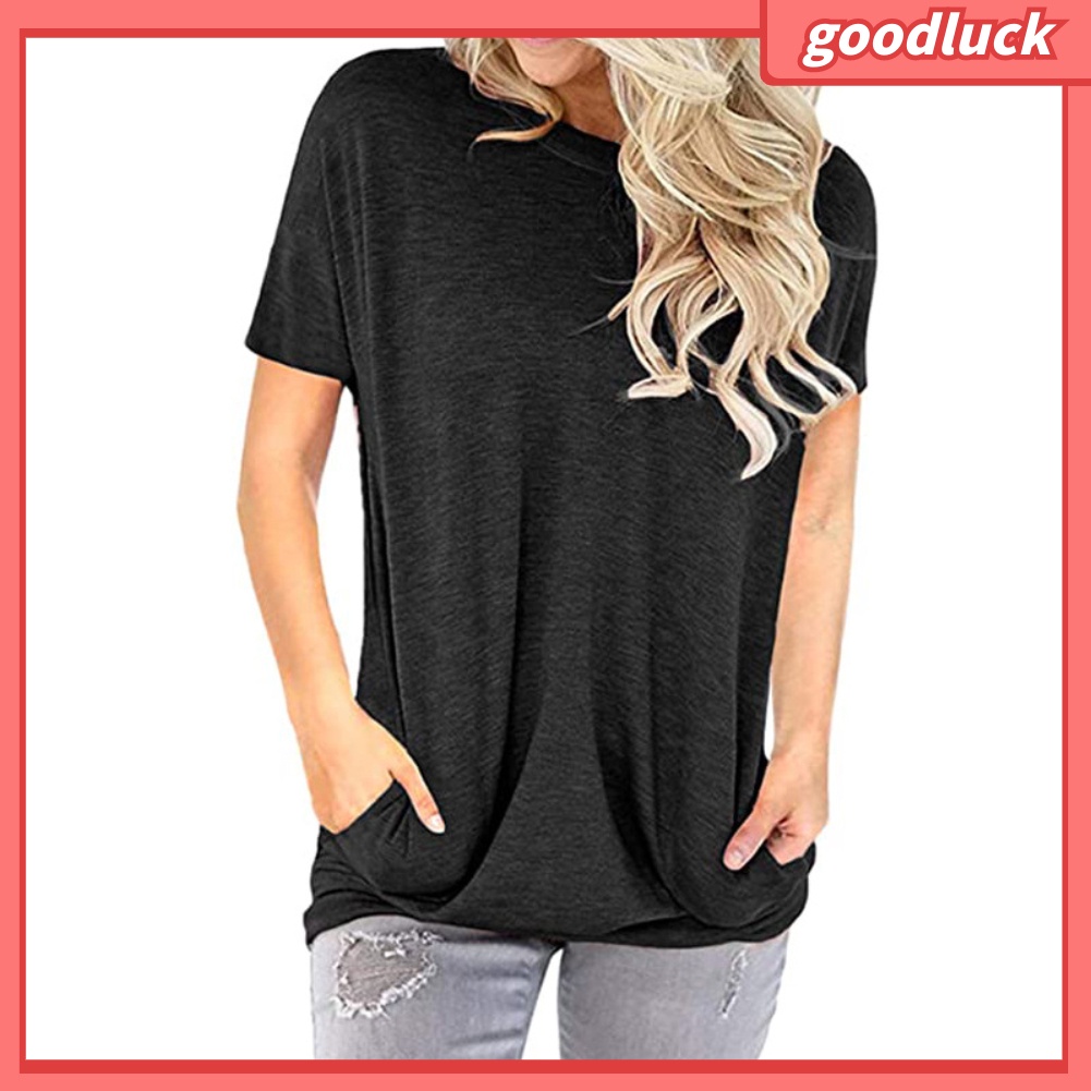 Áo Thun Tay Ngắn Cổ Tròn Màu Sắc Thời Trang Dành Cho Nữ