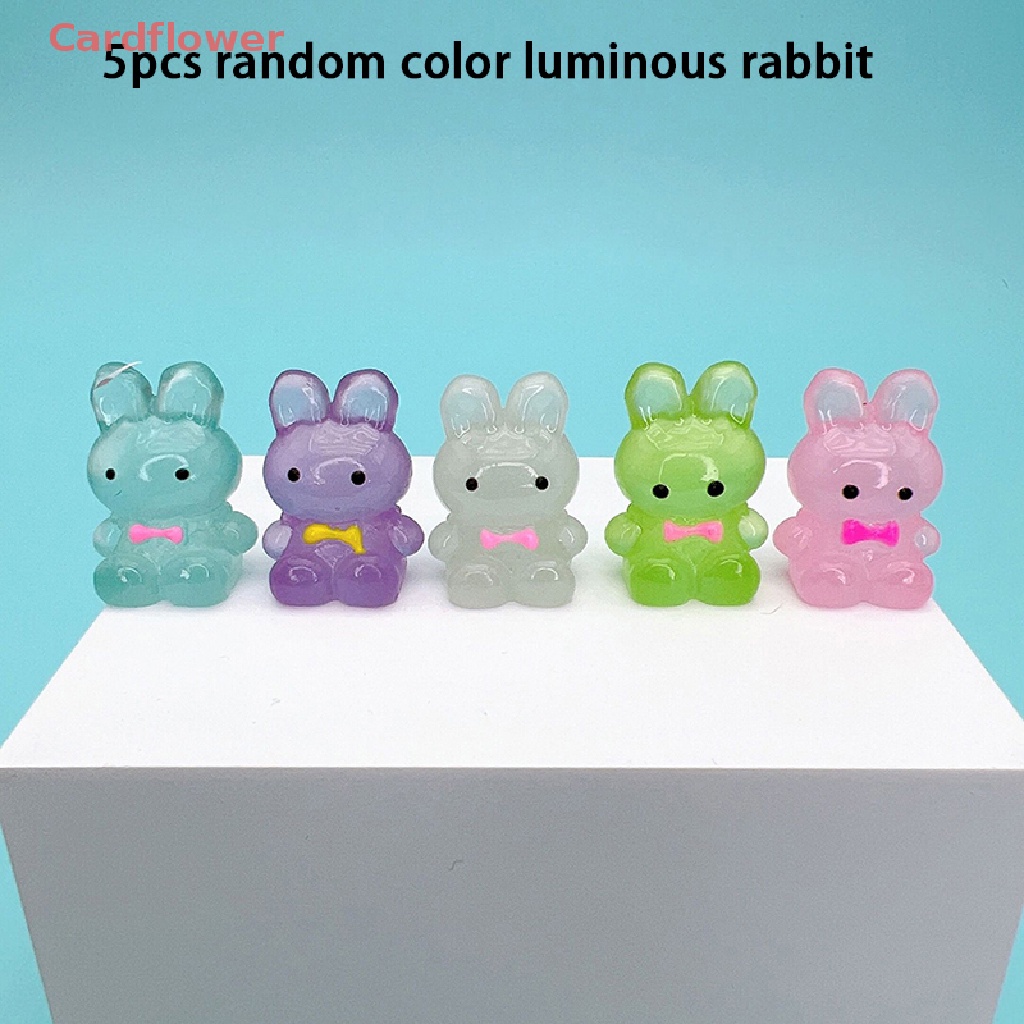 Bộ 5 Mô Hình Thỏ Dạ Quang Mini Bằng Nhựa Resin Trang Trí Xe Hơi / Nhà Cửa Mới