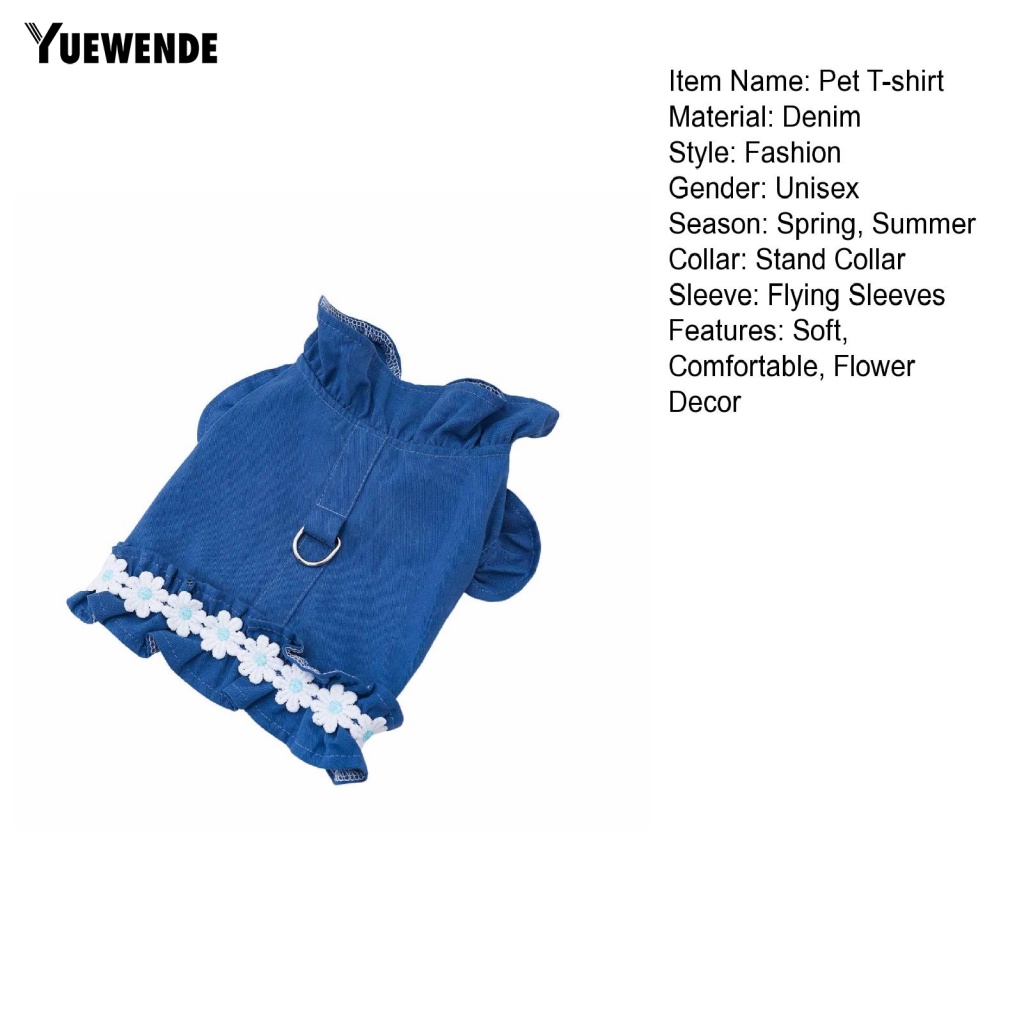 Yue.z Trang Phục Áo Thun Họa Tiết Hoa Màu Trắng Cỡ Nhỏ / Trung Bình / Nhỏ Thời Trang Cho Thú Cưng