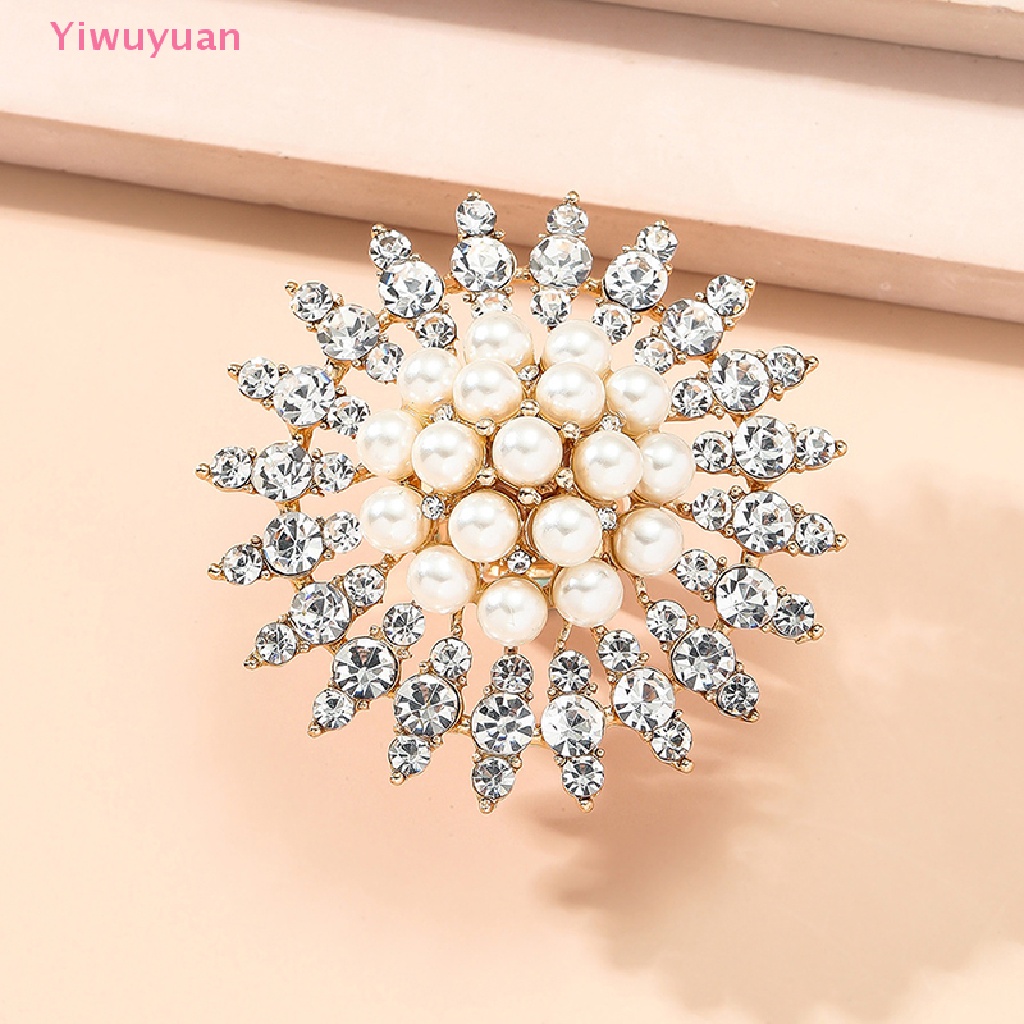 &lt; Yiwuyuan &gt; Nhẫn Đính Hôn Zircon Ngọc Trai Trắng Thanh Lịch Hình Hoa Lớn Phong Cách Hàn Quốc Quà Tặng Tiệc Cưới