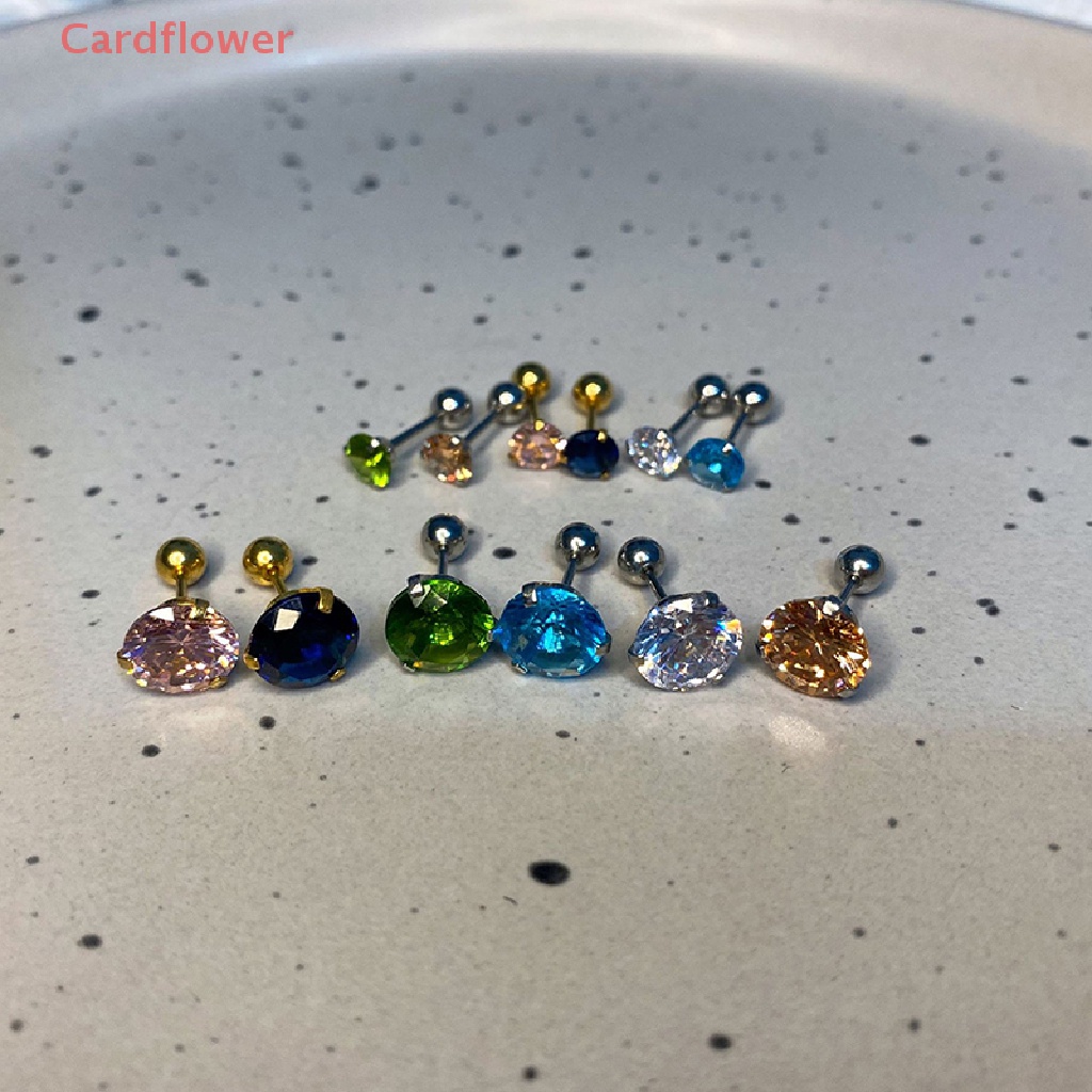 1 Khuyên Tai Đính Đá Zircon 5 / 8mm Thời Trang Mới