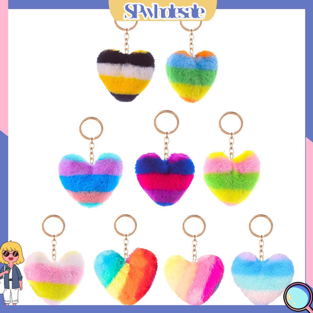 <SPwholesale> Móc Khóa Trái Tim Nhồi Bông Nhiều Màu Sắc