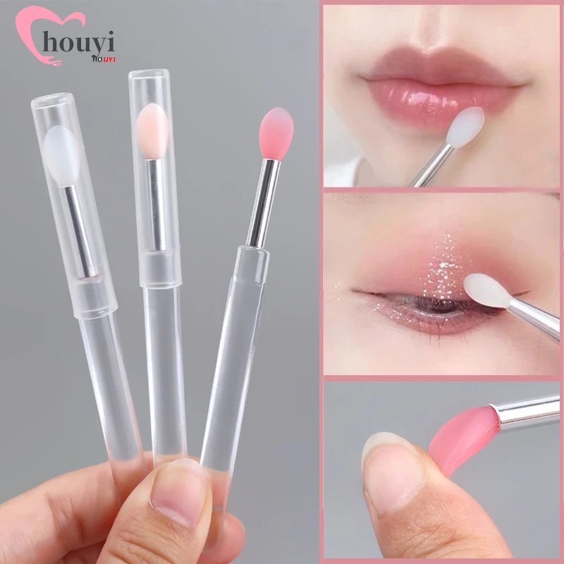 Cọ Tô Son Môi Mini Bằng Silicon Mềm Có Nắp Đậy Đa Năng Trang Điểm Chuyên Nghiệp