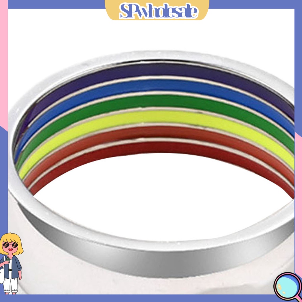<SPwholesale> Nhẫn Đeo Ngoài Trời Hình Học Vòng Cung Màu Cầu Vồng Thời Trang Cho Đám Cưới