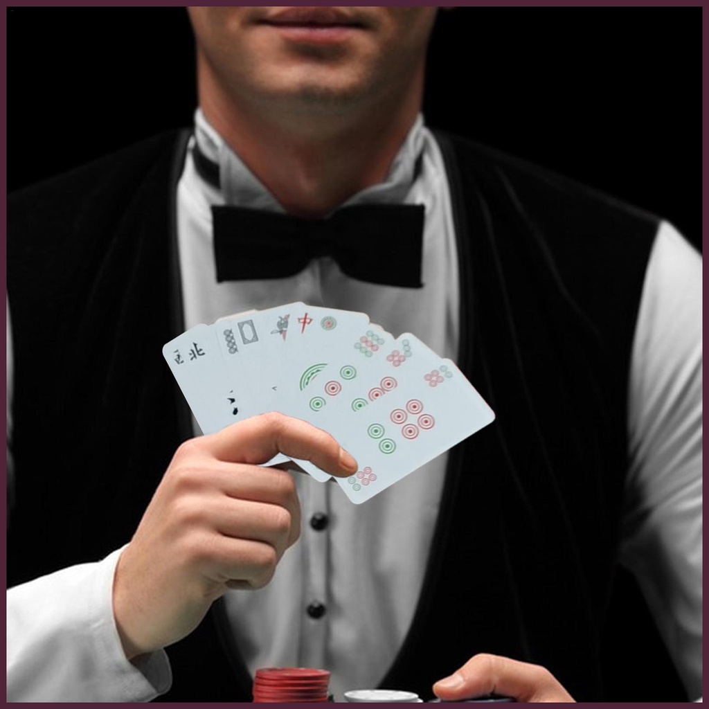 Bộ Bài Mạt Chược 2023 Bằng Sứ Màu Trắng Xanh Kiểu Trung Hoa Cổ Điển