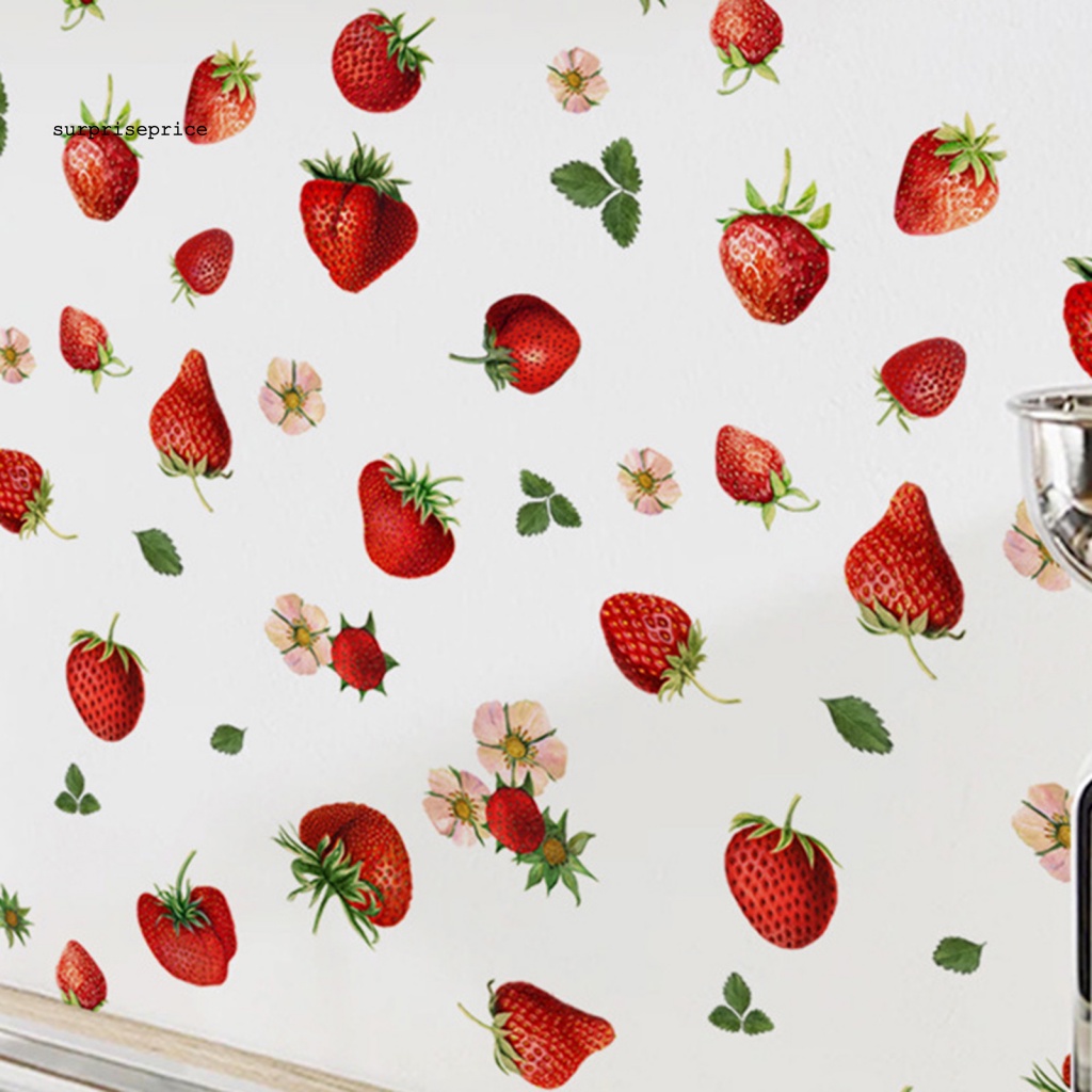 Bộ 2 Miếng Dán Tường Trang Trí Hình Lá Dâu Tây Dễ Thương