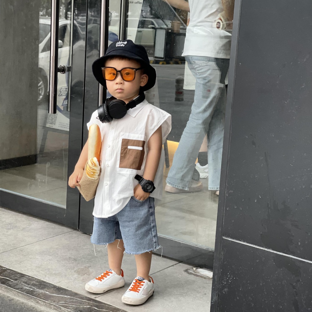 Áo Sơ Mi Mùa Hè Phong Cách Hàn Quốc Kiểu Mới Cho Bé Trai Bé Gái