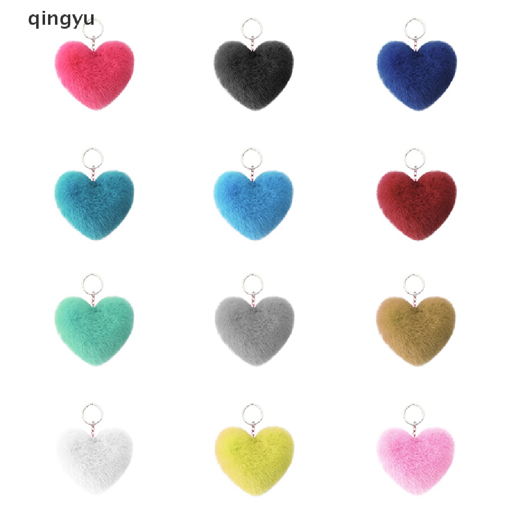 Móc Khóa Lông Thỏ Giả Hình Trái Tim Đáng Yêu Thời Trang Cho Nữ