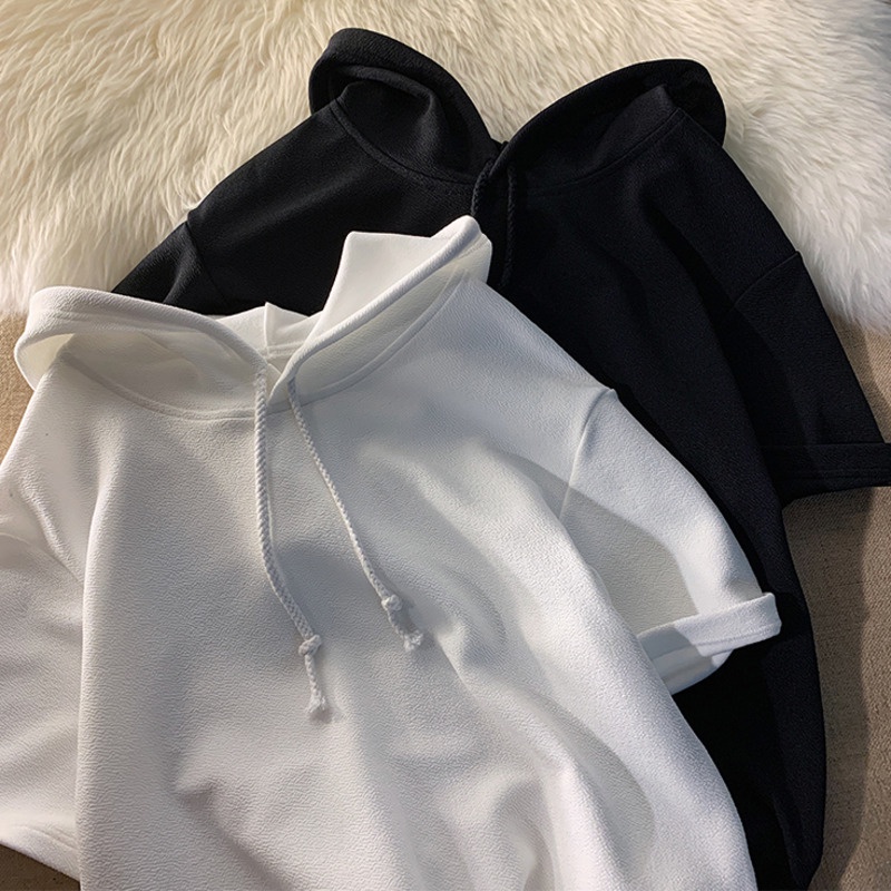 Áo Hoodie Ngắn Tay Thoải Mái Thời Trang Mùa Hè Hàn Quốc Cho Nam