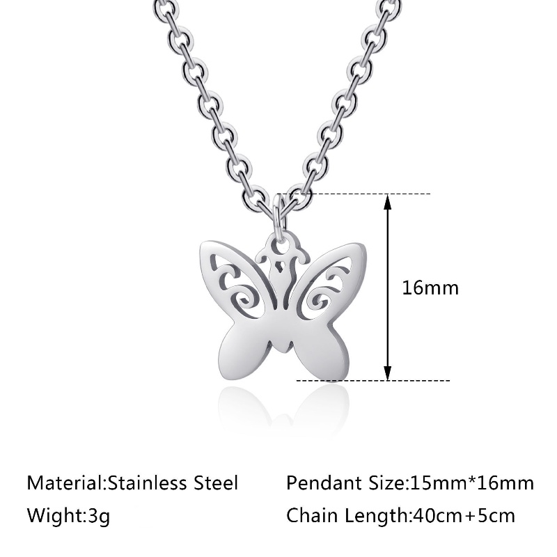 Z Vòng cổ Bằng Thép Không Gỉ Mạ Vàng 24K / Bạc 925 Mặt Hình Bướm Dễ Thương Phong Cách Punk Hip Hop Thời Trang Cho Nam Và Nữ