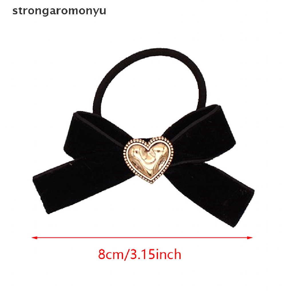 Dây Buộc Tóc Vải Nhung Đen Thắt Nơ Phong Cách Vintage Thanh Lịch Cho Nữ