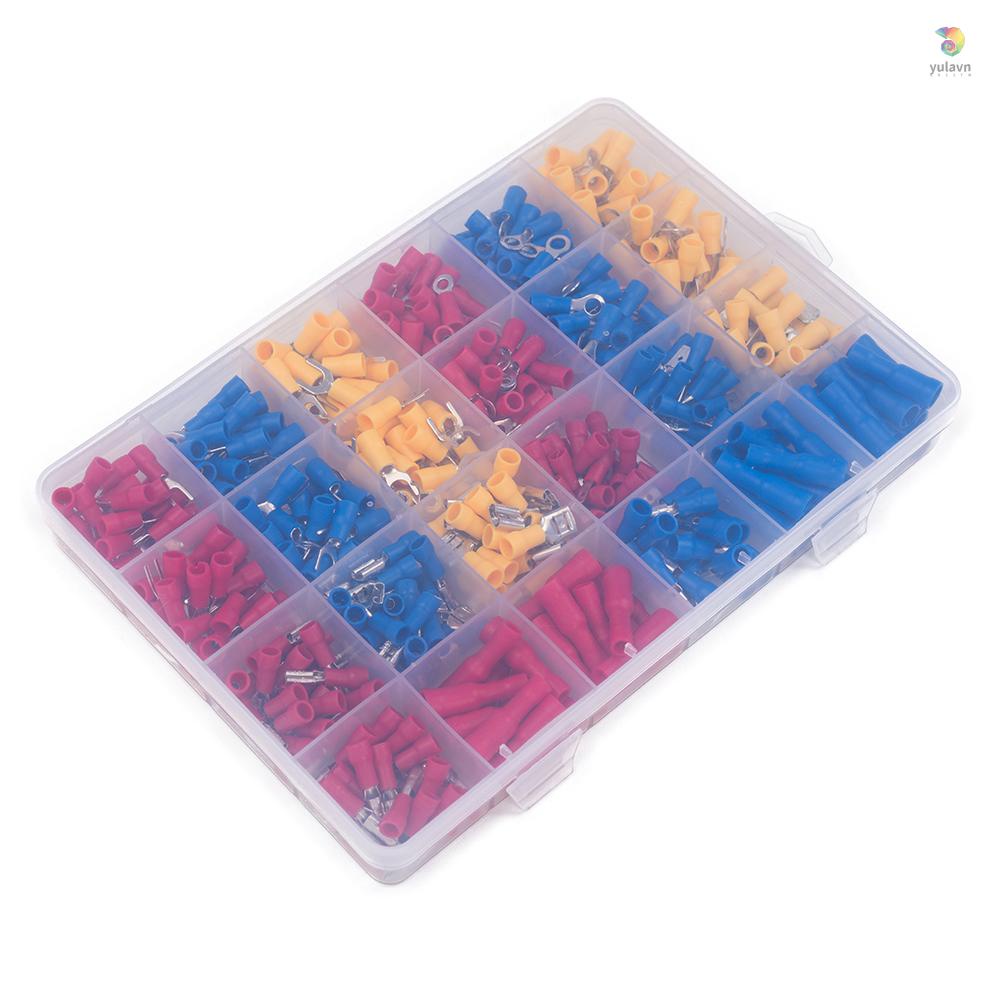 Bộ Dụng Cụ Uốn Dây Điện Cách Nhiệt AWG22-14 Kèm 500 Đầu Nối Male Và Female