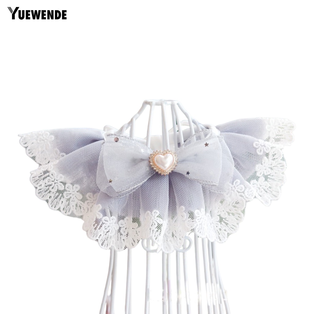 Yue.z Yếm Ăn Hình Nơ Phối Ren Bắt Mắt Cho Thú Cưng