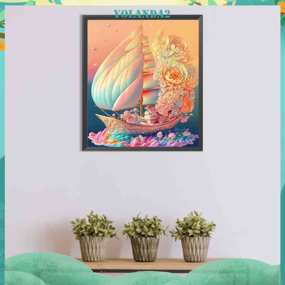 Tranh Đính Đá Kim Cương Toàn Bộ 5D DIY Hình Vẽ Thuyền Buồm