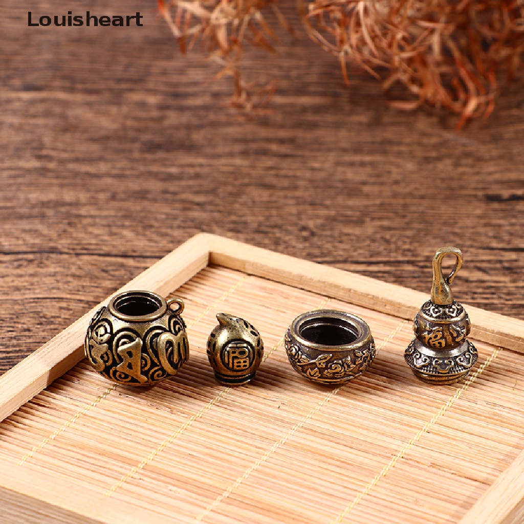 Louisheart Hộp Đựng Thuốc Bằng Đồng Thau Hình Hoa Sen / Quả Bầu May Mắn Có Móc Khóa