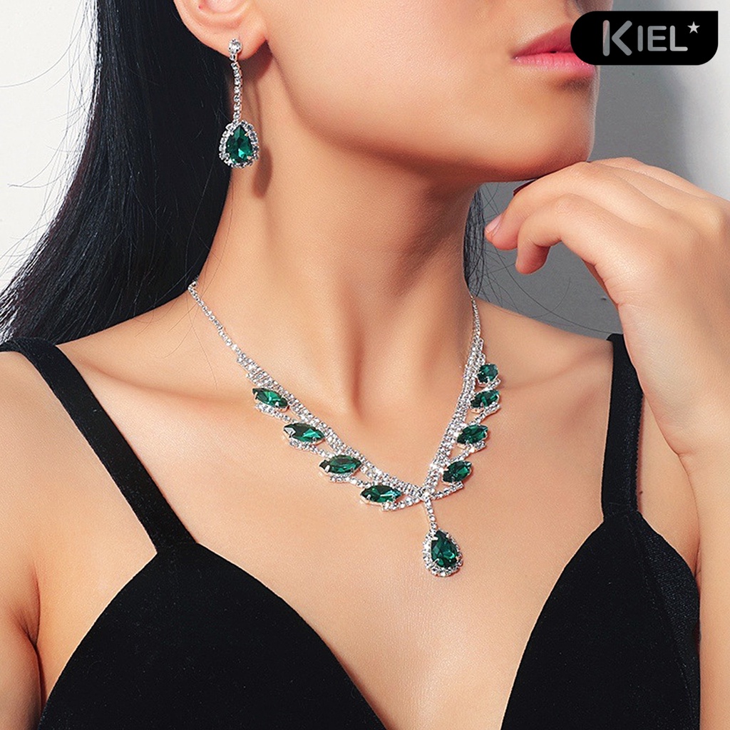 Thiết Bị Dò Tìm Kiếm Đa Năng❀1 Set Vòng cổ Và Bông Tai Hình Giọt Nước Có Đính Đá Lấp Lánh