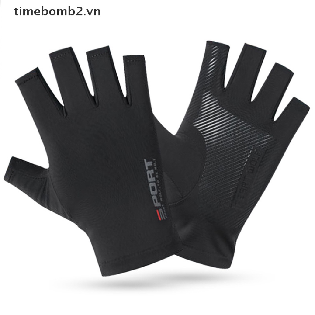 { # Găng Tay Nửa Ngón Vải Lụa Lạnh Thoáng Khí Chống Trầy Xước Có Thể Sử Dụng Màn Hình Cảm Ứng