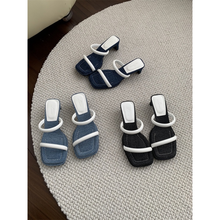 Sandal Cao Gót Mũi Vuông Thiết Kế Mới Thời Trang Mùa Hè 2023 Dành Cho Nữ