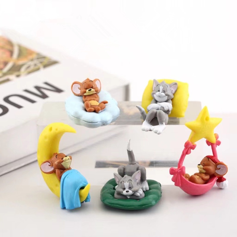 Bộ 5 Mô Hình Búp Bê Tom Và Jerry Đang Ngủ Dễ Thương