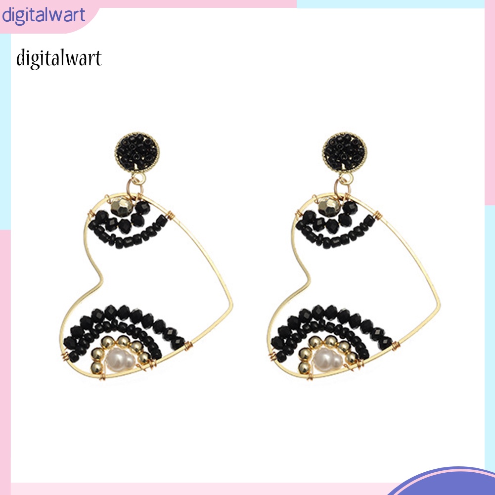 Kỹ Thuật Số| Khuyên Tai Trái Tim Đính Hạt Thời Trang Nữ Tính