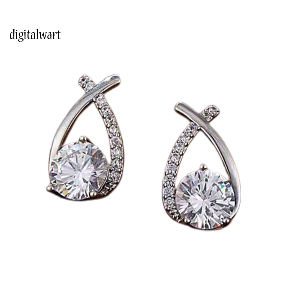 Kỹ Thuật Số| 1 Đôi Bông Tai Xỏ Lỗ Chéo Đính Đá Lấp Lánh Dành Cho Nữ