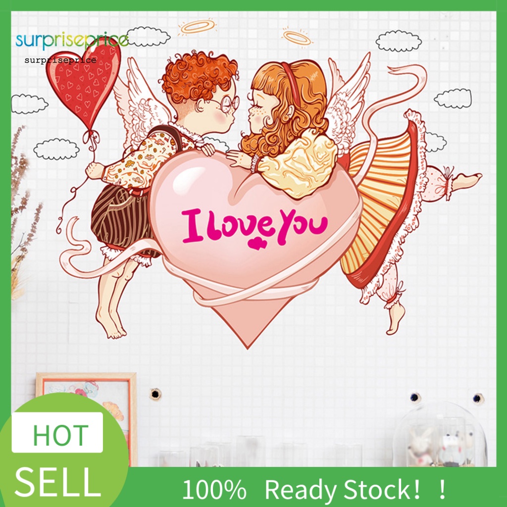 Set 2 Tấm Đề Can Vinyl PVC Dán Tường Họa Tiết Hoạt Hình Nhiều Màu Sắc Lãng Mạn Trang Trí Nhà Cửa