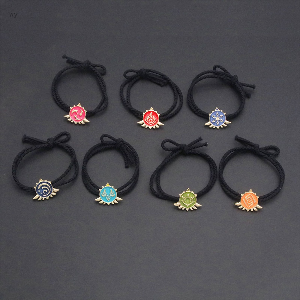 Dây Cột Tóc Co Giãn Phối Mặt Kim Loại Hình Game Genshin Va Chạm