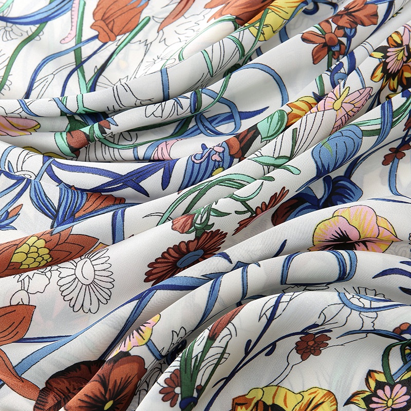 Khăn Choàng Satin Dài 180 * 90CM In Họa Tiết Cây Cối Thanh Lịch Đa Năng Cho Nữ