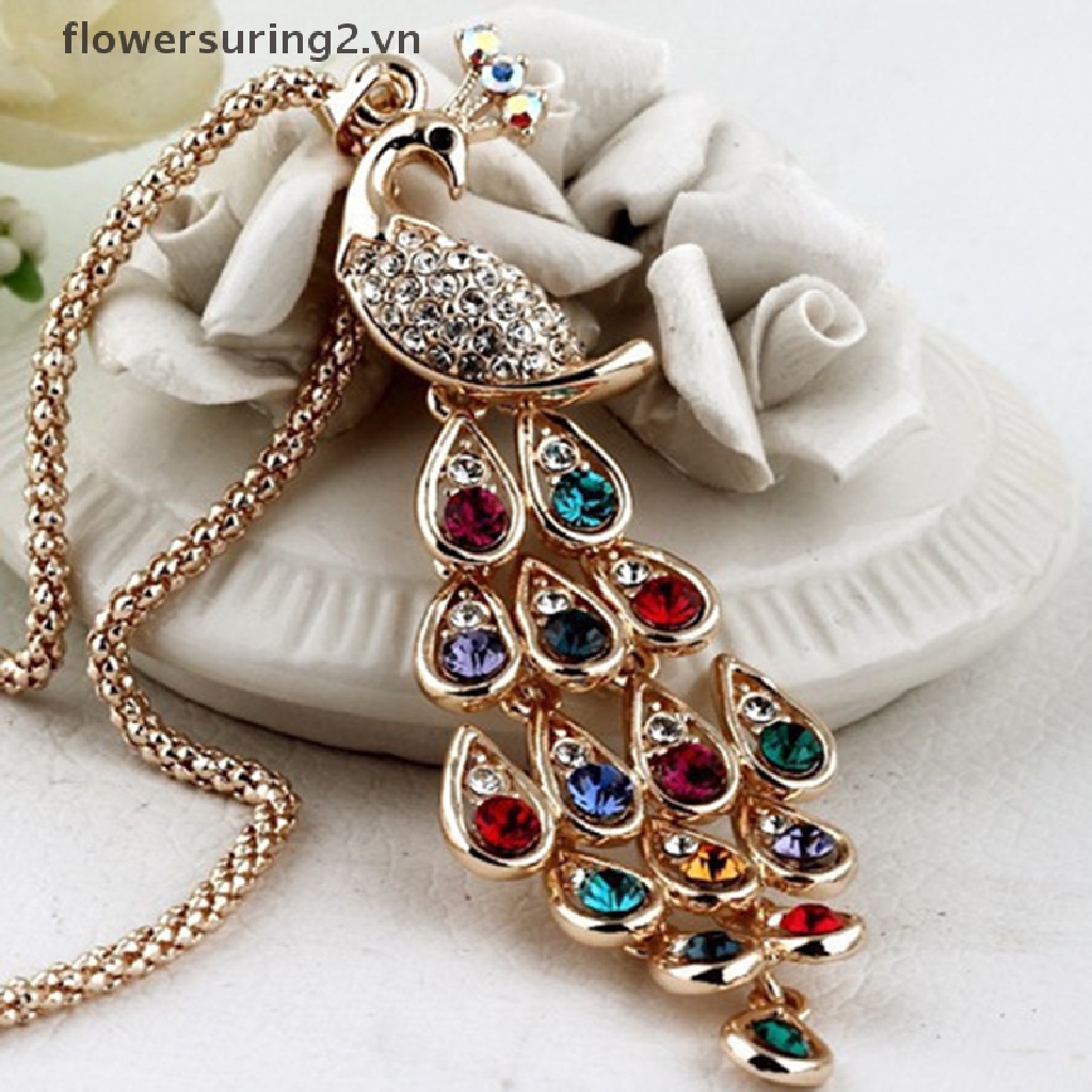 Dây Chuyền Mặt Hình Con Công Đính Đá Thời Trang