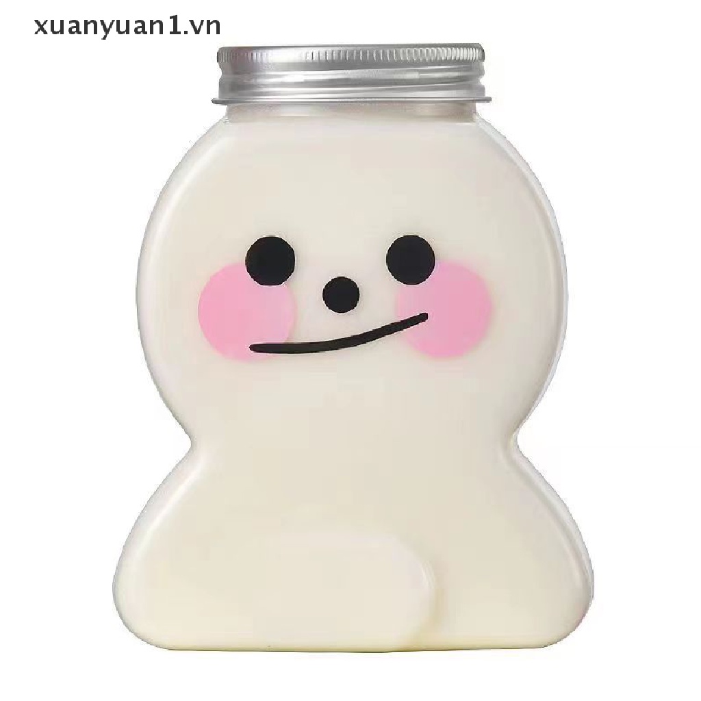 1 Bình Đựng Nước Ép 400ML Bằng Nhựa Trong Suốt In Họa Tiết Hoạt Hình Sáng Tạo