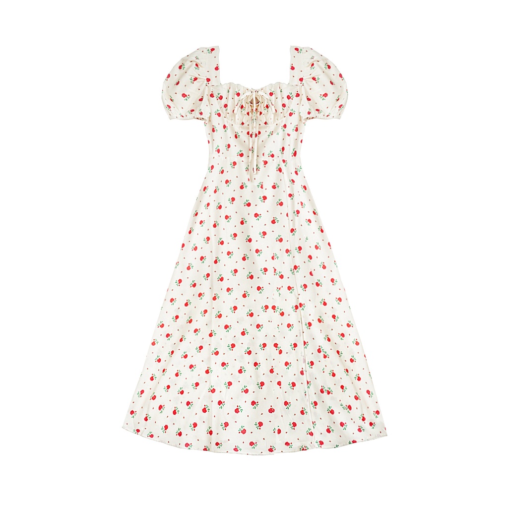 NRVP Đầm Dài Tay Ngắn In Hoa Độc Đáo Thời Trang Mùa Hè Hàn Quốc 2023 Dành Cho Bạn Nữ