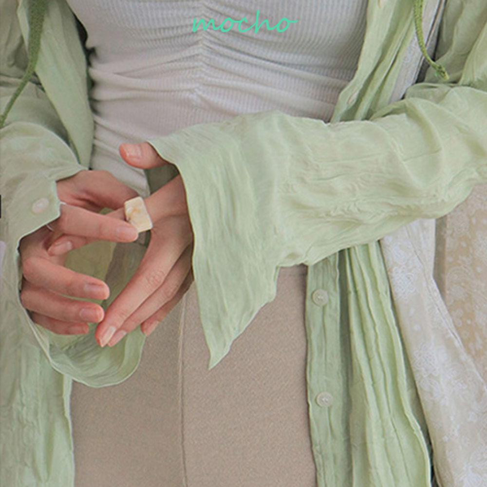 Mocho Nhẫn Acrylic Acetate Hình Học Bất Đối Xứng Cổ Điển Thời Trang