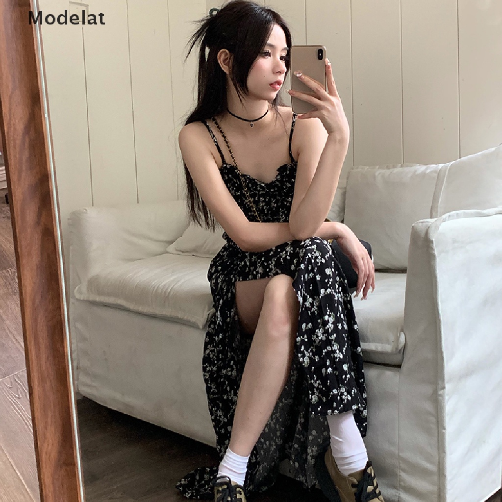 Đầm Hai Dây Cổ Chữ V Hở Lưng In Họa Tiết Hoa Thời Trang Mùa Hè Cho Nữ