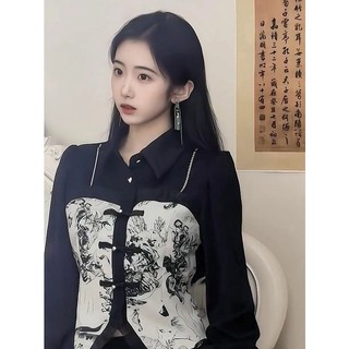 Mới Phong Cách Trung Hoa Vintage Thiết Kế Cao Cấp Màu Đen Niche Rời Phù Hợp Với Áo Dài Tay Nữ
