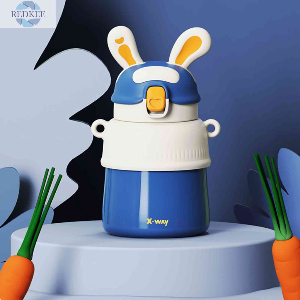Bình Nước Cách Nhiệt 500ml Thiết Kế Tai Thỏ Xinh Xắn Tiện Dụng