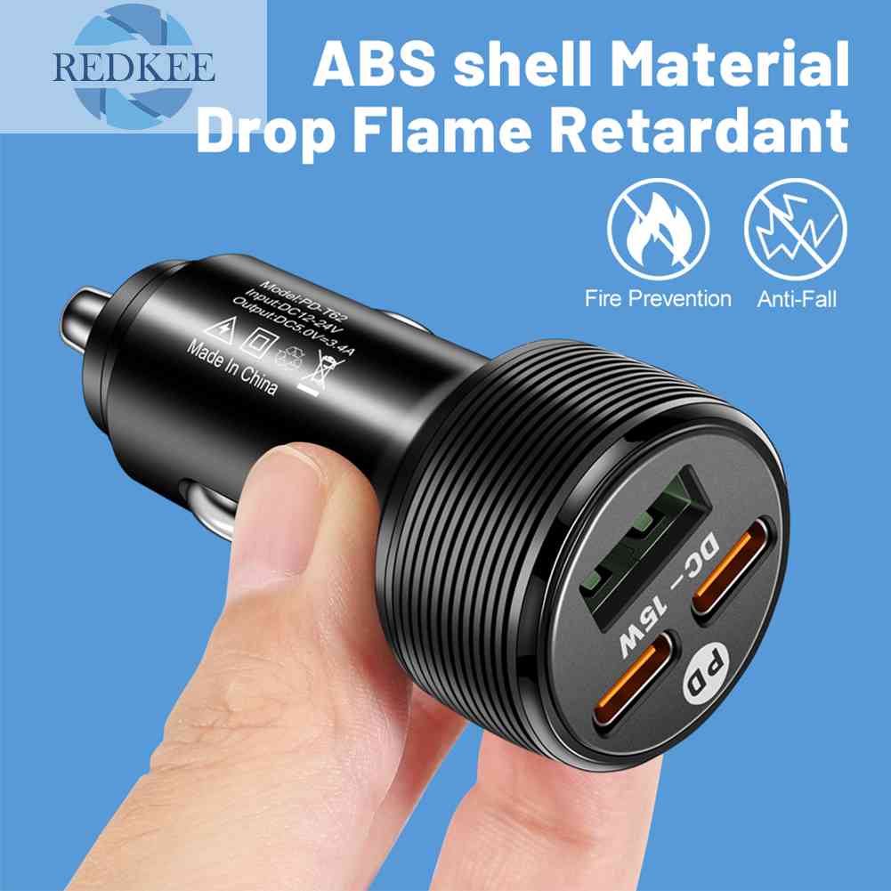 Tẩu Sạc Trên Ô Tô 3 Cổng USB PD Type-C 5V 3A Cho iPhone 14 Pro