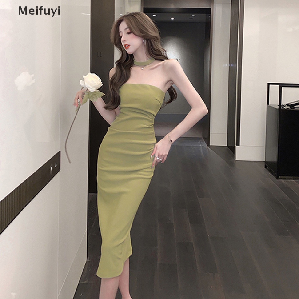 Đầm Hai Dây Ôm Dáng Co Giãn Màu Trơn Phong Cách Vintage Quyến Rũ Cho Nữ