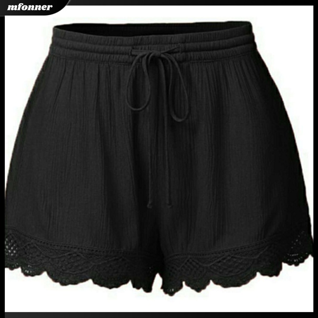 Quần Short Lưng Thun Rút Dây Dáng Rộng Mềm Mại Thoáng Khí Thân Thiện Với Da Màu Trơn Có Thể Điều Chỉnh