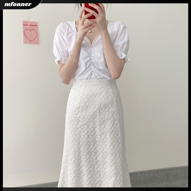 Áo Kiểu Tay Ngắn Phồng Cổ Vuông Thời Trang Mùa Hè Ngọt Ngào Dễ Thương Cho Nữ