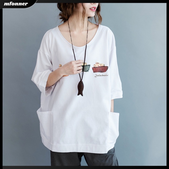 Áo Thun Tay Ngắn Plus Size Có Túi Thời Trang Mùa Hè Cho Nữ