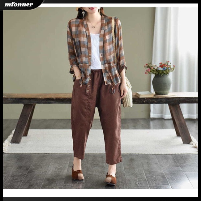 Quần Dài Dáng Rộng Mỏng Màu Sắc Đơn Giản Thời Trang Cho Nữ